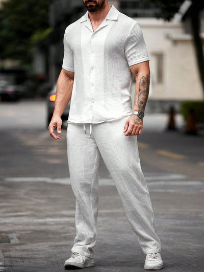Polo Casual de Manga Corta con Botones para Hombre - Diseño Versátil Solid Color - Image 10