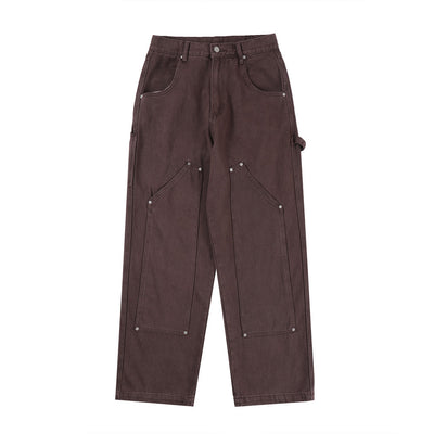 Pantalones Vaqueros Rectos Sueltos Multi-bolsillos Color Sólido - Image 16