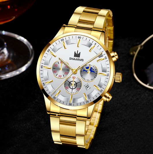 Reloj de Cuarzo Grande con Tres Ojos y Calendario - Diseño Redondo Elegante - Image 5