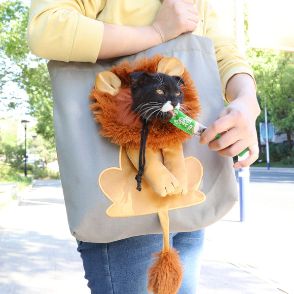 Transportín Suave para Mascotas Diseño León - Bolsa Portátil Respirable para Gatos y Perros