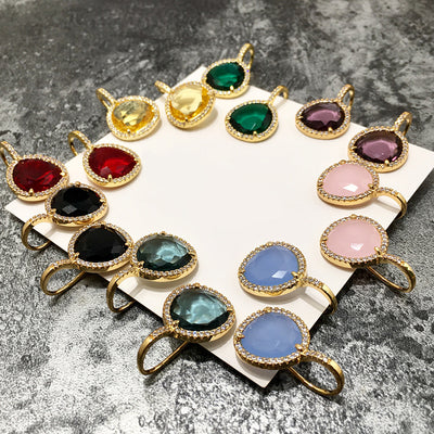 Aretes Triángulo de Cristal Multicolor con Incrustación de Cobre - Image 13