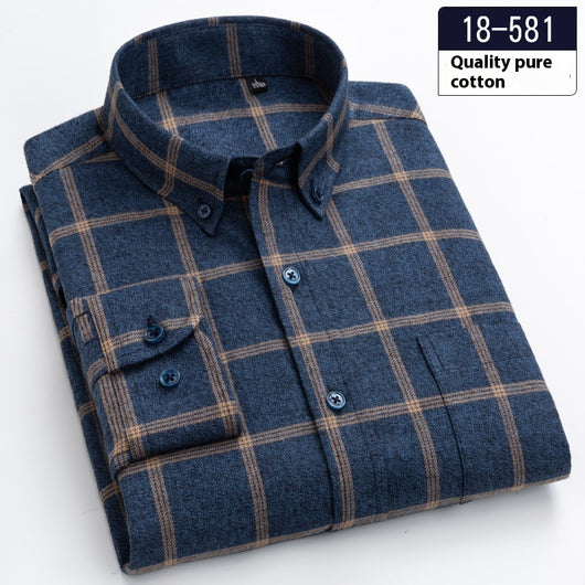 Camisa de Cuadros Algodón Peinado Manga Larga para Hombre - Casual Profesional Otoño Invierno - Image 6