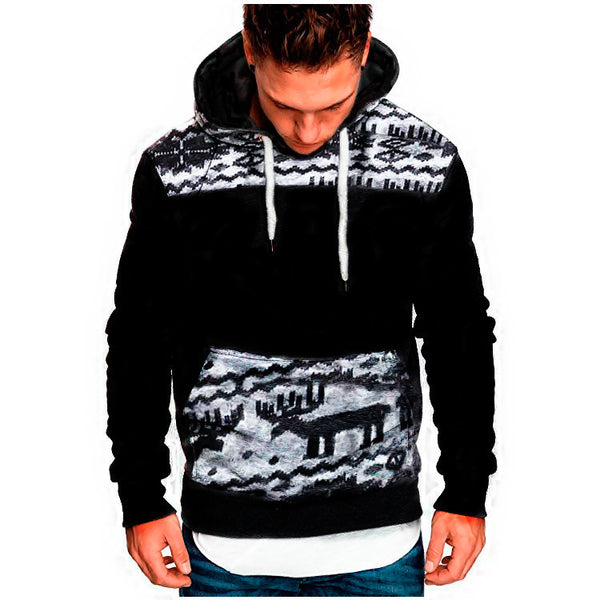 Sudadera Navideña con Capucha Cervatillo Manga Larga Slim Fit