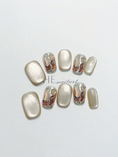 Uñas Postizas Cat's Eye Efecto Café con Leche - Image 4