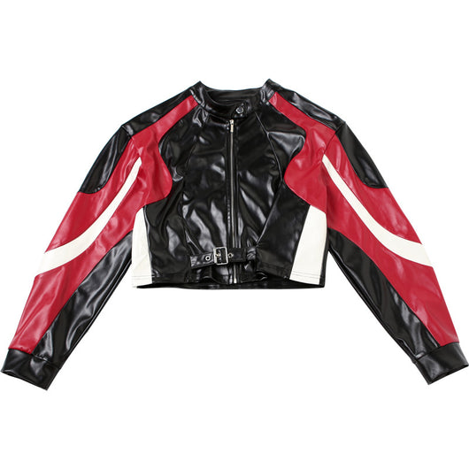 Chaqueta de Cuero PU Slim Fit Cuello Redondo para Motociclista - Image 31
