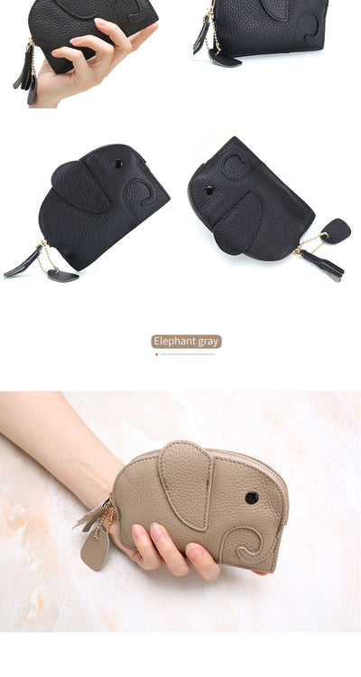 Monedero de Cuero Genuino Elefante Lindo - Cartera Mini Creativa - Image 25