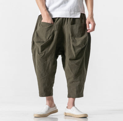 Pantalones Holgados de Algodón y Lino para Hombre - Image 12
