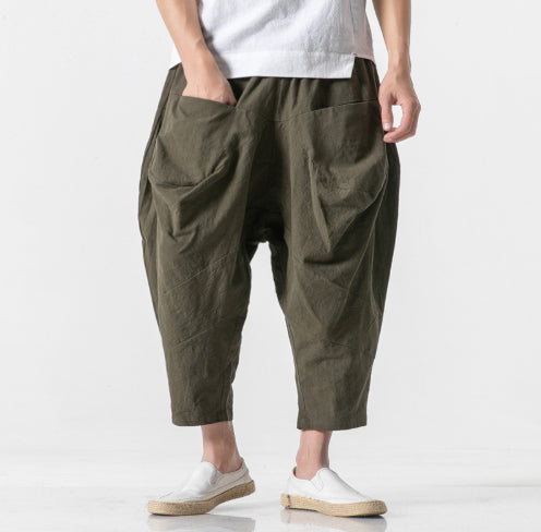 Pantalones Holgados de Algodón y Lino para Hombre - Image 12