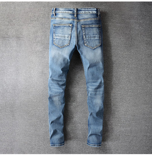Jeans Slim Rotos a la Rodilla con Detalles en Cuero - Tendencia Urbana - Image 5