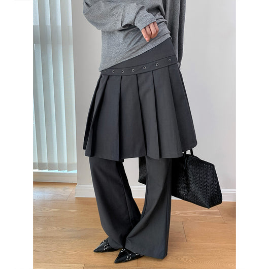 Pantalón Casual Coreano Falsa Dos Piezas con Diseño de Peto - Image 4