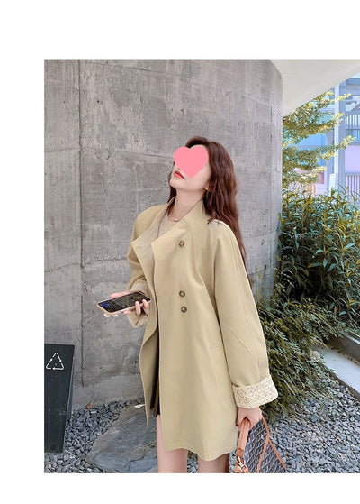 Cortavientos Khaki Cuello Mao para Mujer - Estilo Británico Otoño - Image 22