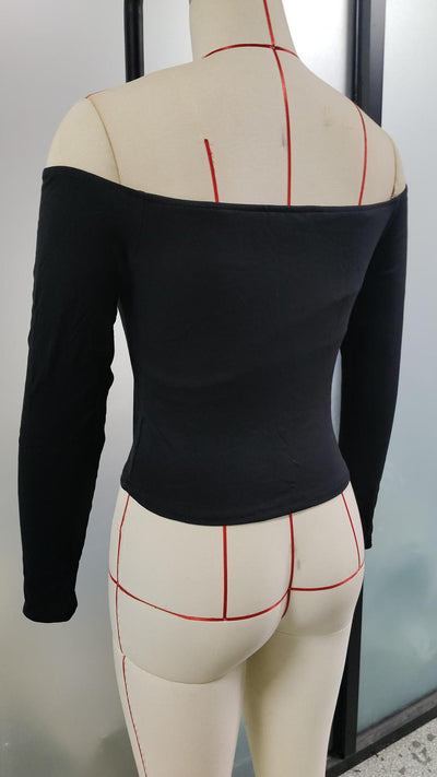 Blusa Elegante Descubierta de Hombros con Mangas Largas Ajustadas - Image 11