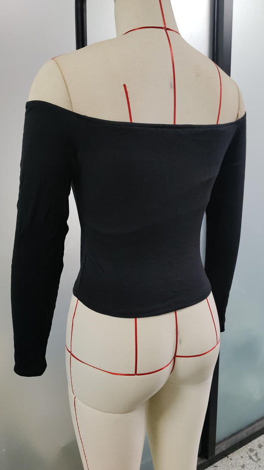 Blusa Elegante Descubierta de Hombros con Mangas Largas Ajustadas - Image 11