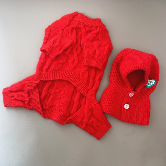 Suéter Tejido Cálido para Mascotas con Gorro a Juego - Image 4