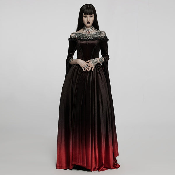 Vestido Formal de Cuello Único con Degradado Gótico