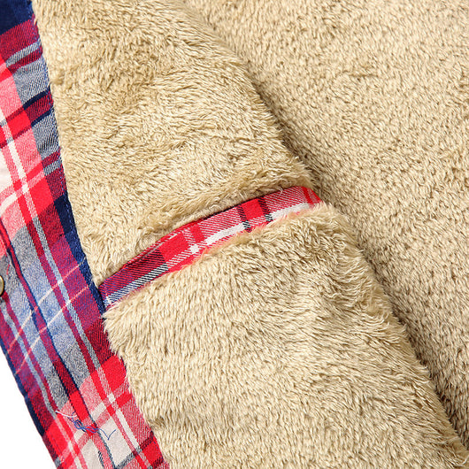 Camisa Acolchada Tipo Plaid para Hombre Talla Grande con Capucha - Otoño e Invierno - Image 16