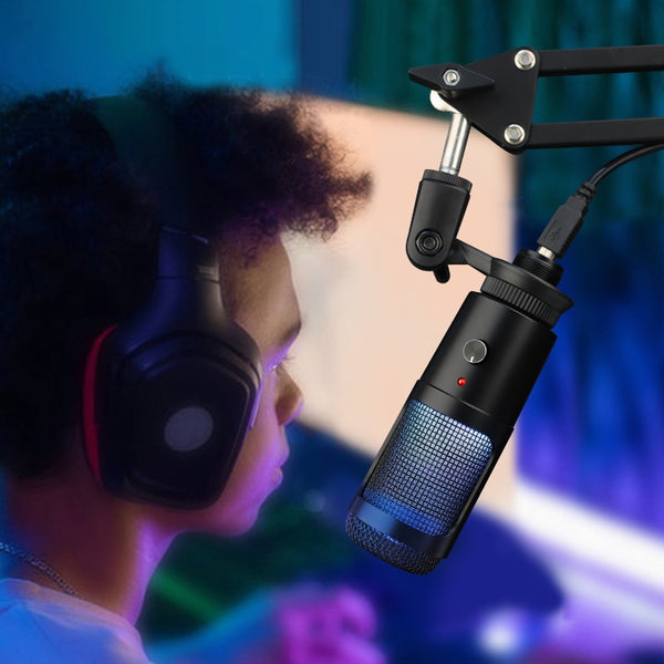 Micrófono Condensador RGB para Gaming, Streaming y Grabación Profesional