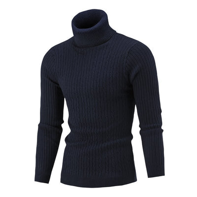 Suéter Hombre Cuello Alto Retro Tejido Floral Trenzado - Image 12