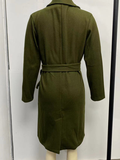 Abrigo de Lana para Mujer Cuello Polo Manga Larga Color Sólido Otoño Invierno - Image 17