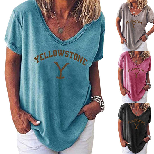 Playera Oversize Cuello V Estampado con Letras para Mujer - Image 15
