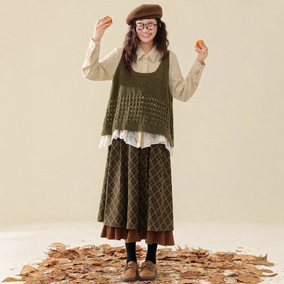 Falda de Invierno Verde Vintage para Mujer - Diseño Elegante y Moderno