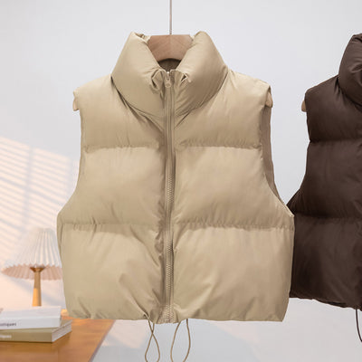 Chaleco Acolchado de Plumón para Mujer con Cuello Alto Grueso y Cálido - Image 8