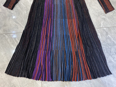 Vestido Otoñal Cintura Alta Rayas Arcoíris Degradado - Image 17