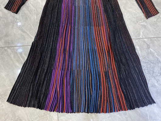 Vestido Otoñal Cintura Alta Rayas Arcoíris Degradado - Image 17