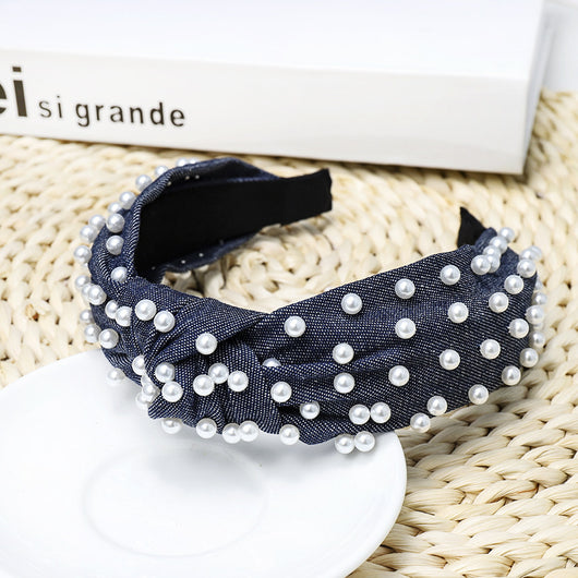 Diadema de Denim con Perlas para Mujer - Image 15