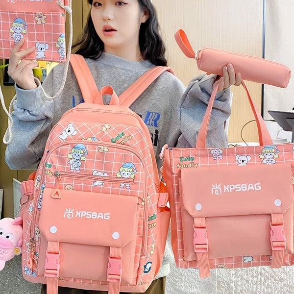 Mochila Escolar Primaria para Niñas - Set de Cuatro Piezas