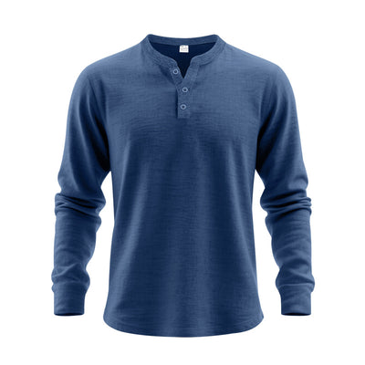 Camisa Henley Holgada de Manga Larga para Hombre - Image 42