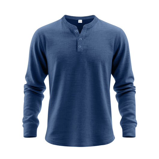 Camisa Henley Holgada de Manga Larga para Hombre - Image 42