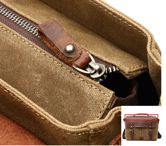 Bolsa para Laptop Vintage de Cuero y Lona para Hombre - Image 10