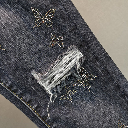 Pantalón Lápiz Cintura Alta Ajustador Mariposa Brillos Algodón Elástico - Image 2