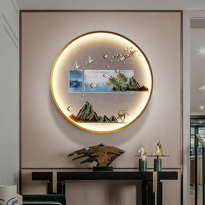 Lámpara Decorativa de Relieve 3D para Entrada con Mural de Paisaje Iluminado - Image 17