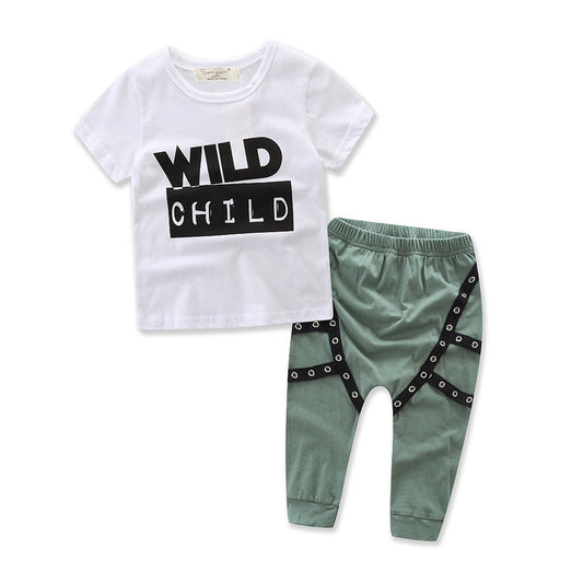 Conjunto Casual de Verano para Niños - Playera y Pantalón con Estampado