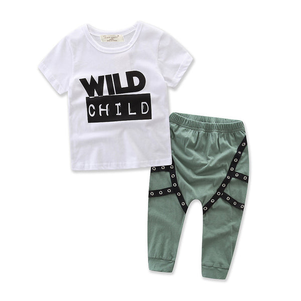 Conjunto Casual de Verano para Niños - Playera y Pantalón con Estampado