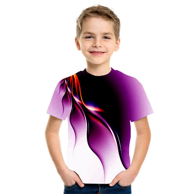 Camiseta Infantil Estampado Llamas 3D en Tres Colores - Image 5