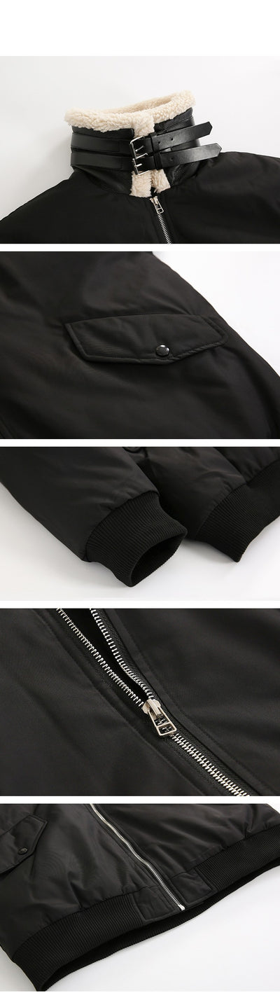 Chaqueta Acolchada de Lana de Cordero Gruesa para Hombre - Cuello Alto Cálido - Image 12