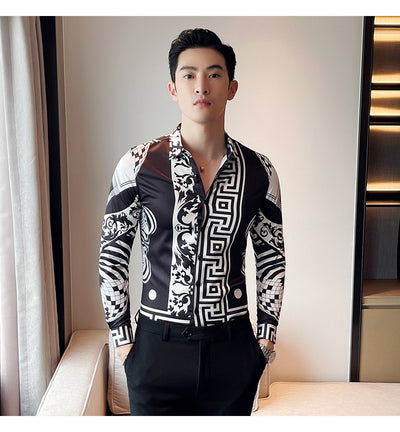 Camisa Manga Larga Estampada Slim Fit para Hombre - Image 11
