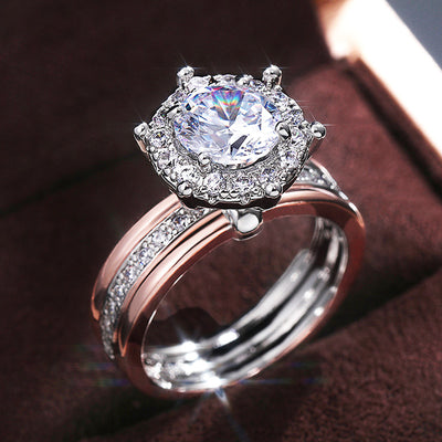 Anillo de Compromiso Bicolor con Zirconia Cúbica - Image 9