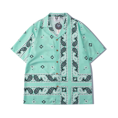 Conjunto Casual Hombre Camisa y Shorts Estampado Flor de Marañón Verde - Image 11