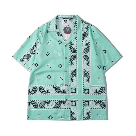 Conjunto Casual Hombre Camisa y Shorts Estampado Flor de Marañón Verde - Image 11
