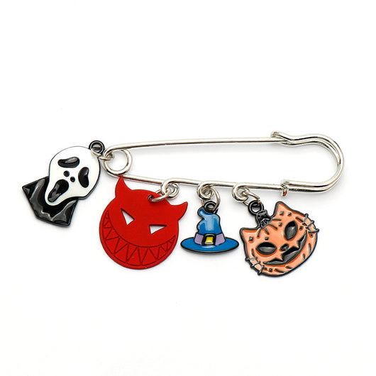Broche Calabaza Gotante con Gato, Fantasma y Calavera - Image 4