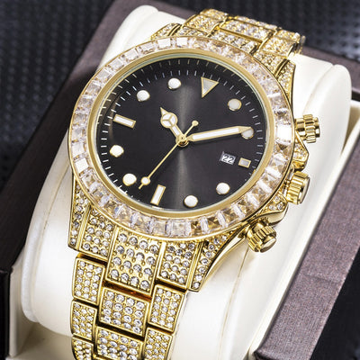 Reloj de Cuarzo Luminoso con Diamantes y Patrón Solar Bicolor - Image 14