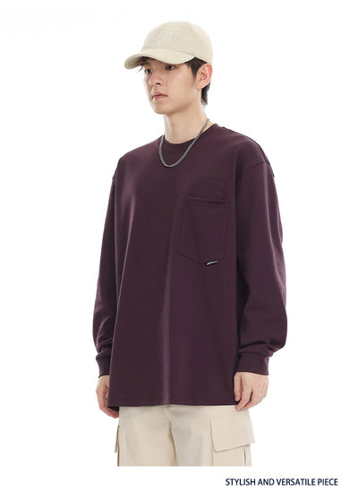 Camiseta Suelta de Cuello Redondo Manga Larga Básica para Hombre - Image 43