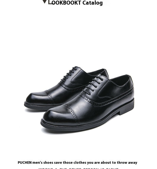 Zapatos de Cuero Puntiagudos Estilo Retro para Hombre Talla Grande - Image 9