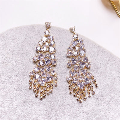 Aretes de Zirconia Forma Especial Estilo Banquete con Poste de Plata - Image 8
