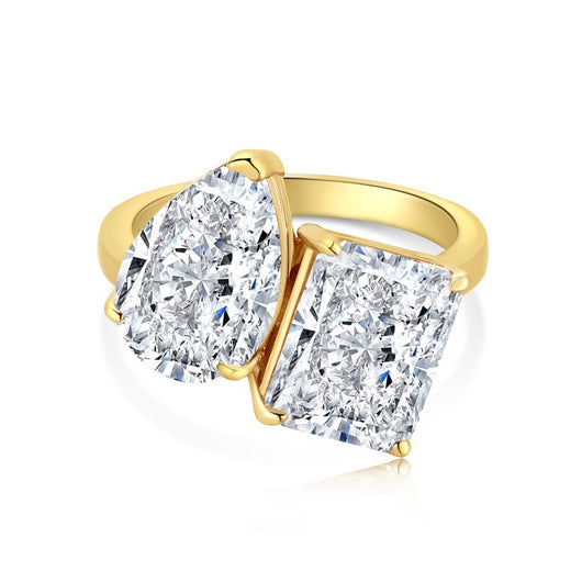 Anillo de Diamantes Bicolor con Diseño de Pera - Image 5