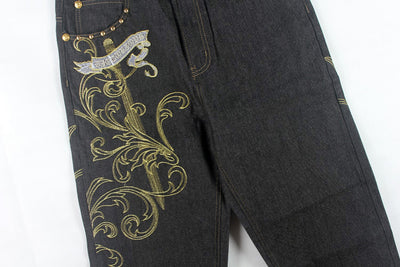 Jeans Hip Hop con Bordados Creativos para Hombre - Image 14